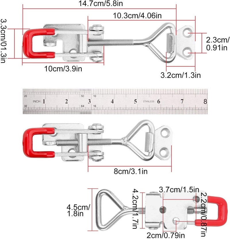 8 Pack Adjustable Toggle Clamp 660 lbs Holding Capacity Toggle Latch Hasp Clamp GH-4003 Lockable Quick Release Pull Latch Black Metal Draw Latch for Door, Box Case Trunk, Smoker Door, Jig - Image 2