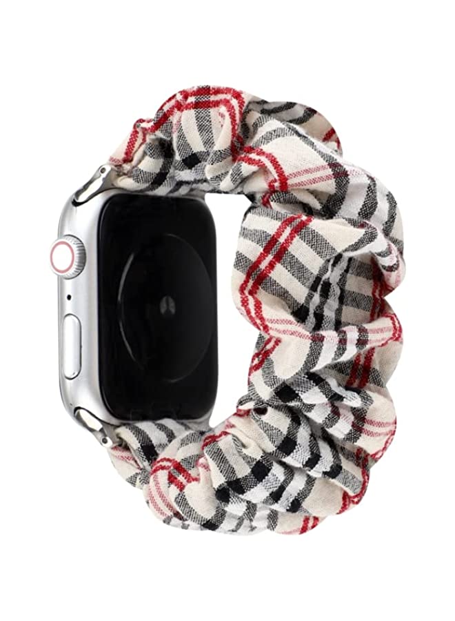 HuHa Band For Apple Watch Ultra 49mm | Series 8 | 7 45mm | SE 2 | 6 | SE | 5 | 4 44mm | 3 | 2 | 1 42mm Cloth Stainless Steel Hair Ring Watch Band White Grid - Image 1