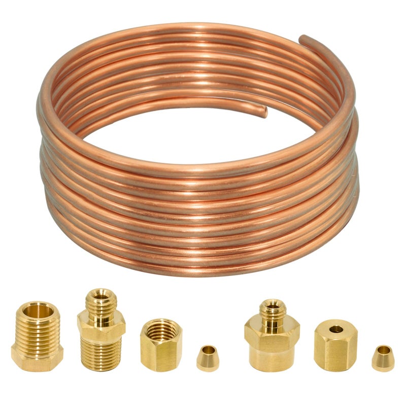 Ebrmeiwo 72 Oil Pressure Gauge Tubing Kit Set of Copper Tube and Threaded Parts Universal Fit - Image 3