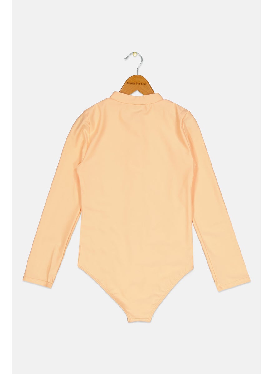 Reebok Kids Girl Brand Logo One Piece Swimwear, Peach  - Image 2