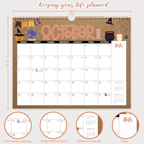 Lortarl 2026-2027 Wall Calendar - JUL. 2026 - DEC. 2027, 18 Months Wall Calendar, Calendar 2026-2027 Wall with 12 Festival and Julian Dates, Cute & Funny, 14.5" x 11.5" - Image 3