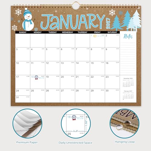 Lortarl 2026-2027 Wall Calendar - JUL. 2026 - DEC. 2027, 18 Months Wall Calendar, Calendar 2026-2027 Wall with 12 Festival and Julian Dates, Cute & Funny, 14.5" x 11.5" - Image 4