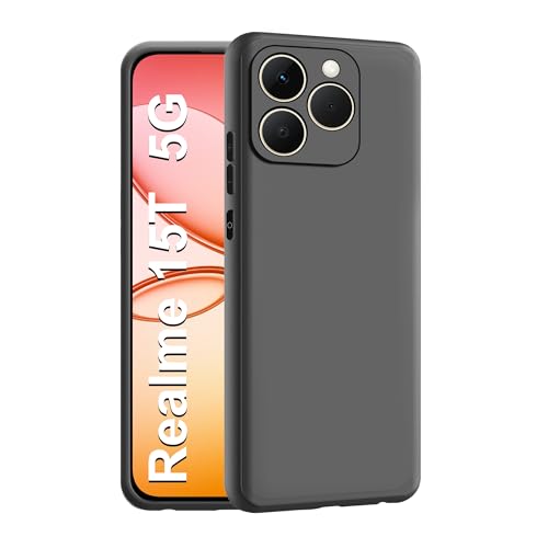 CEDO Back Cover for Realme 15T / Realme Narzo 90 (5G) | Camera Bump Protection & Inner Velvet Fabric Lining | Ultra Slim Matte Soft Rubberised Case Cover (Black) - Image 1