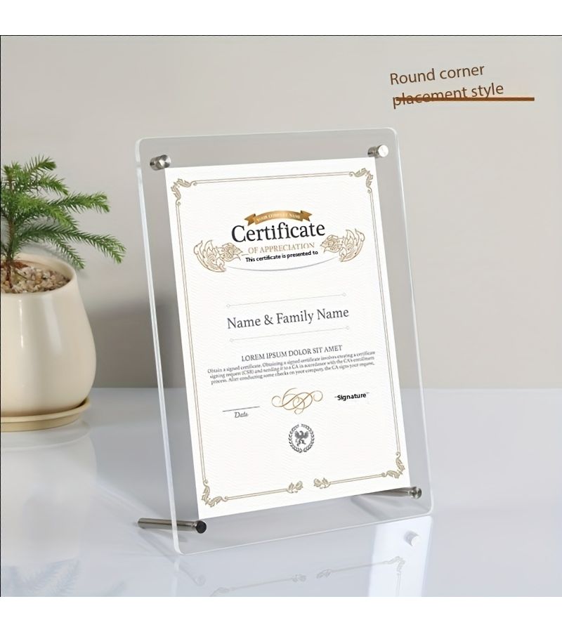 A4 Acrylic Photo Frame Horizontal Vertical Use for Certificates Diplomas Posters - Image 1