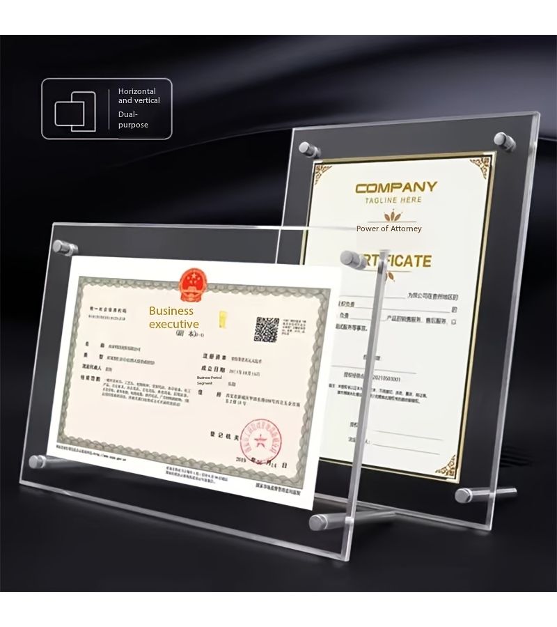 A4 Acrylic Photo Frame Horizontal Vertical Use for Certificates Diplomas Posters - Image 2