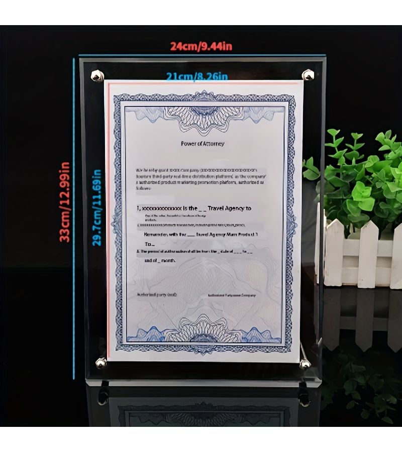 A4 Acrylic Photo Frame Horizontal Vertical Use for Certificates Diplomas Posters - Image 4