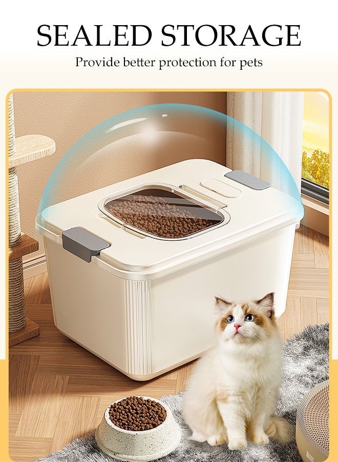 DUNISO Rice Dispenser, Pet Food Container, Large Dry Food Storage Box, Sealed Grain Dispenser Storage Container With Lid, With Insect-Proof Box, With Measuring Cup, Food Dispenser Kitchen, Store Rice, Beans, Grains, Cat Food, Dog Food, Etc., Suitable For Home Kitchen Food Storage Room, Milky White  - Image 5