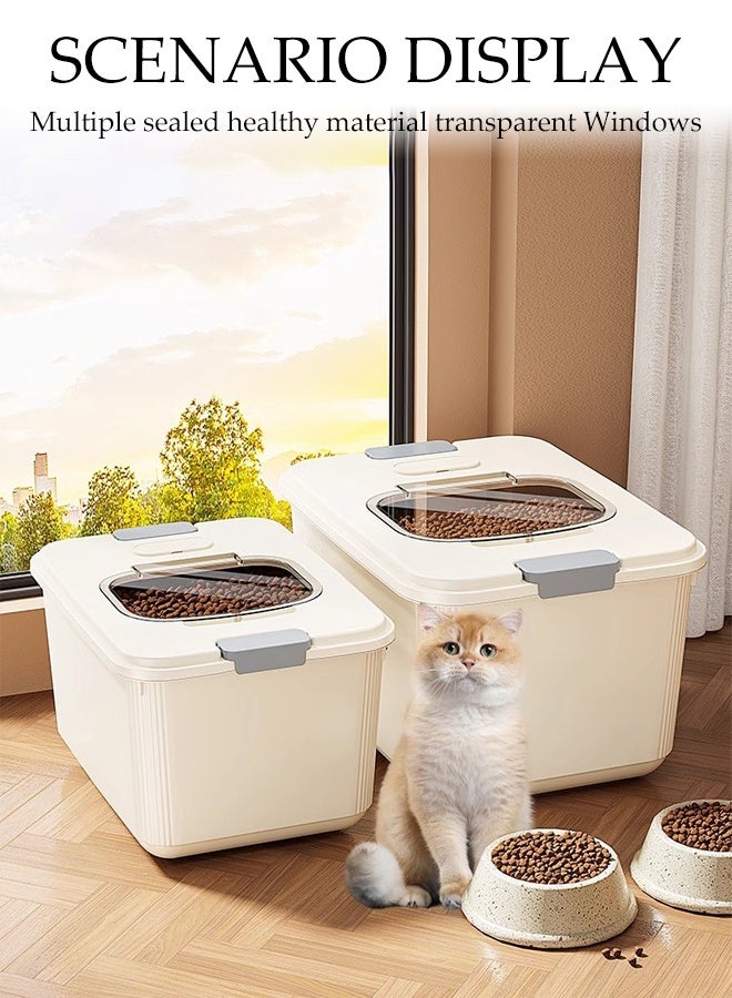 DUNISO Rice Dispenser, Pet Food Container, Large Dry Food Storage Box, Sealed Grain Dispenser Storage Container With Lid, With Insect-Proof Box, With Measuring Cup, Food Dispenser Kitchen, Store Rice, Beans, Grains, Cat Food, Dog Food, Etc., Suitable For Home Kitchen Food Storage Room, Milky White  - Image 3
