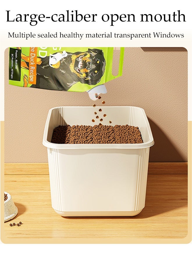 DUNISO Rice Dispenser, Pet Food Container, Large Dry Food Storage Box, Sealed Grain Dispenser Storage Container With Lid, With Insect-Proof Box, With Measuring Cup, Food Dispenser Kitchen, Store Rice, Beans, Grains, Cat Food, Dog Food, Etc., Suitable For Home Kitchen Food Storage Room, Milky White  - Image 4