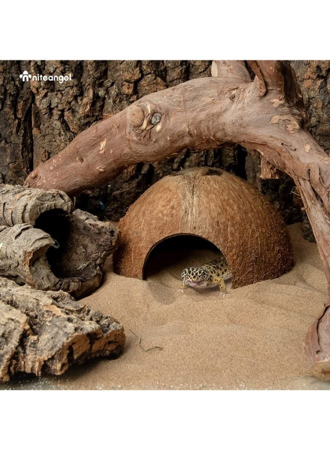 Coconut Reptile Hideouts, Lizard, Spider and Aquarium Fish Hide Cave BK - Image 4