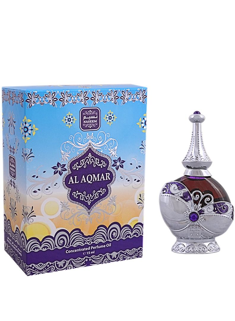 Naseem AL AQMAR Perfume Oil 15ml Attar – Long-Lasting Oriental Concentrated Fragrance for Men & Women | Rose, Jasmine, Amber & Musk | Alcohol-Free Stick Applicator 