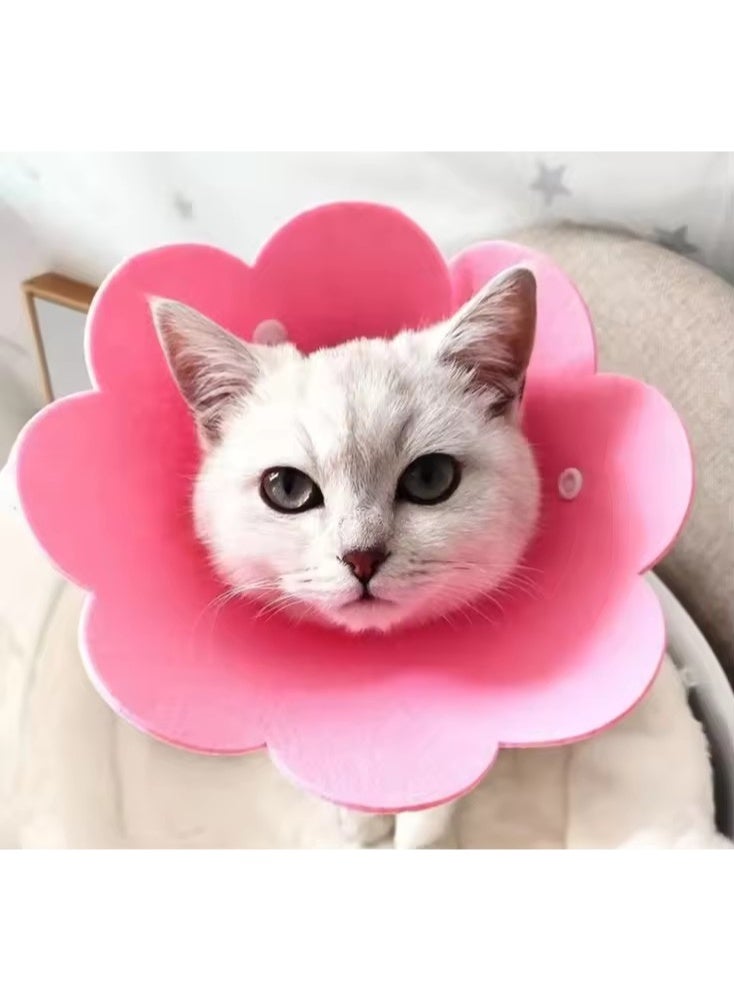 طوق إليزابيث للتعافي للقطط والكلاب، مخروط زهرة ناعم قابل للتعديل لحماية الجروح، طوق خفيف الوزن للحيوانات الأليفة مزود بتصميم زر ضغط - Image 3