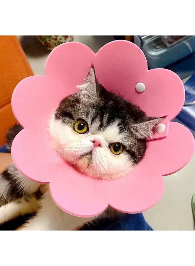 طوق إليزابيث للتعافي للقطط والكلاب، مخروط زهرة ناعم قابل للتعديل لحماية الجروح، طوق خفيف الوزن للحيوانات الأليفة مزود بتصميم زر ضغط - Image 1