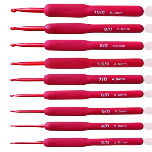 Weabetfu Ergonomic Crochet Hooks Set,Silicone Crochet Hook Knititng Needles for Arthritic Hands Premium Soft Grip Crochet Handles for Crocheting Yarn Craft Projects(2.0mm-6mm,Red) - Image 1