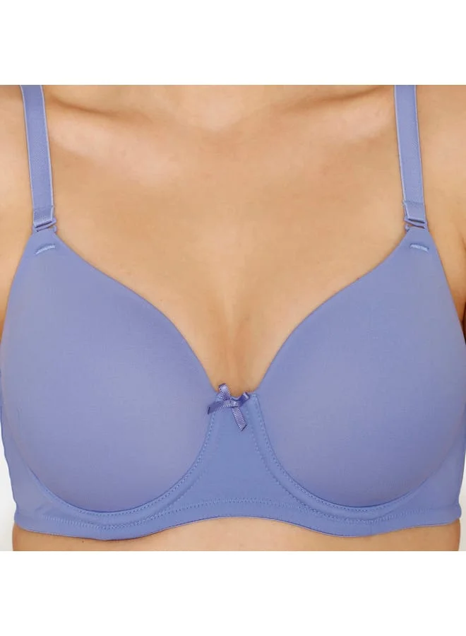 زيفامي Zivame Solid Padded Wired Bra with Hook and Eye Closure