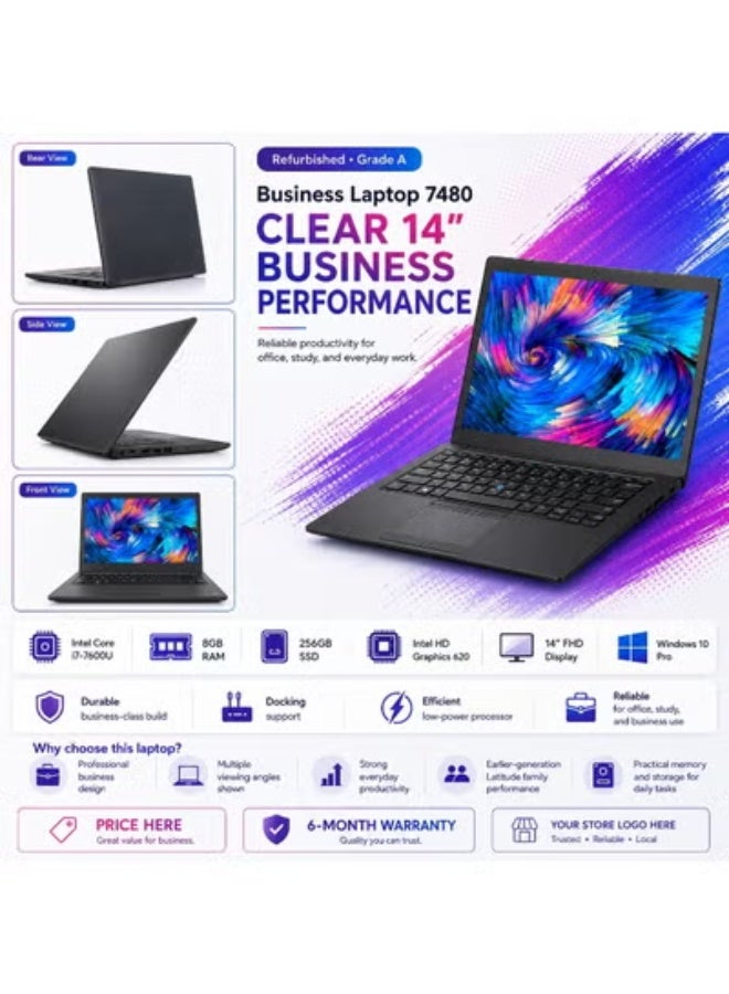 14" Full HD Business Laptop | Intel Core i7 | 8GB RAM | 256GB SSD | Windows 10 Pro | Excellent Condition + 6-Month Warranty + Free Accessories - Image 3