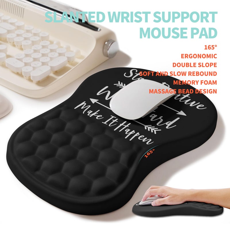 KUOSGM 2-in-1 Ergonomic Set, Wave Rise Keyboard Wrist Rest and Massage Bulge Slope Mouse Pad Wrist Support, Cushion Memory Foam Integrated to Relieve Wrist Pain, Stay Positive - Image 3