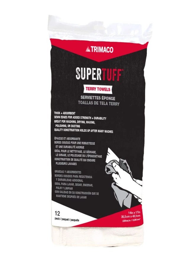 Trimaco SuperTuff Bag White Terry Towels, 14-inch x 17-inch, 12 count - Image 2