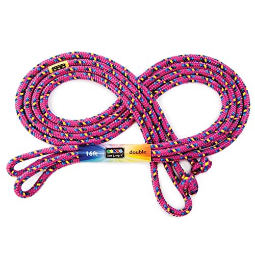 Just Jump It 16' Foot Single Jump Rope - Active Outdoor Youth Fitness - Double Dutch Length - Raspberry Confetti - Image 1