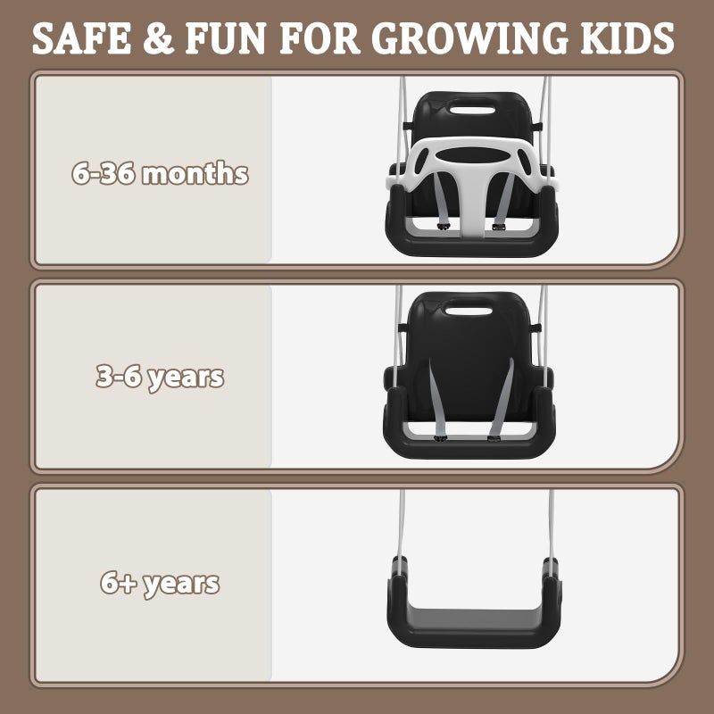 JWPEHOE Toddler Swing with Soft Cushion, Foldable Indoor & Outdoor Baby Swing, Easy to Install & Store for Backyard Play (Black) - Image 3