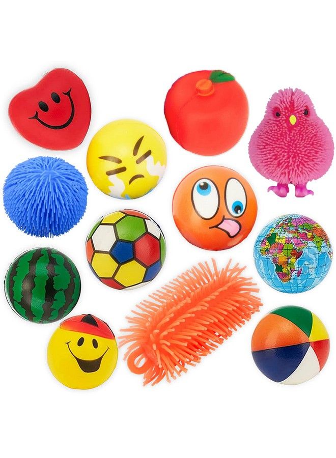 Neliblu Stress Balls Puffer Stress Relief Toys Value Assortment Bulk 1 Dozen Stress Relax Toy Balls Squeeze Ball Puffer Ball Assortment Most Popular Selection Of Hand Exercise Balls & Therapy Balls - Image 1