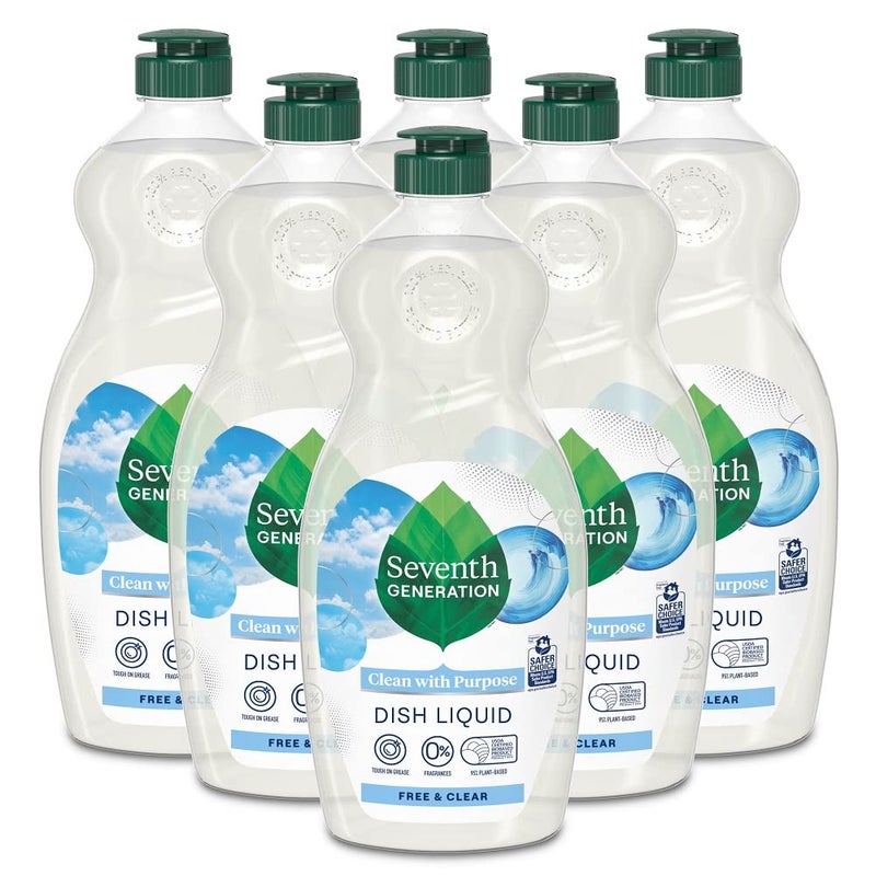 Seventh Generation Dish Liquid Soap, Free & Clear, 25 Oz, Pack of 6 - Image 1