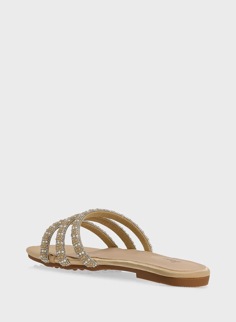 جينجر Diamante Flat Sandal