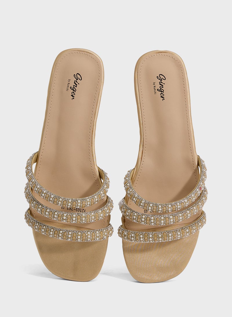 Ginger Diamante Flat Sandal - Image 4