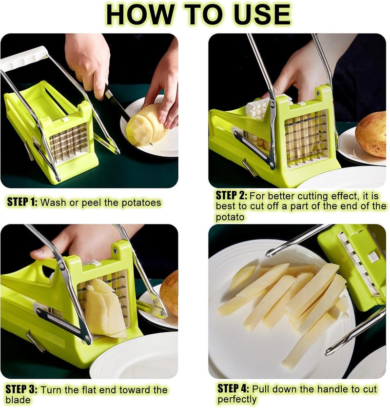 NatldGs French Fry Cutter, Potato Slicer French Fries with 2 Different Sizes Stainless Steel Blades and No-Slip Suction Base for Potatoes Carrots Cucumbers - Image 2