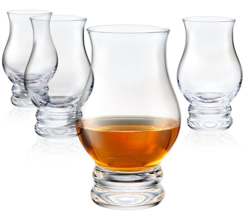 Lamarada Whiskey Glasses Set of 4 Clear Shot Glasses Old Fashioned Drinking Glasses Bar Gift Set Brandy Snifter for Liquor Scotch Bourbon Tequila Gin Tonic Cognac Vodka Cocktail Beer