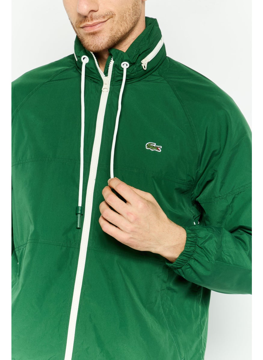 LACOSTE Men Embroidered Logo Windbreaker Jacket, Green  - Image 3