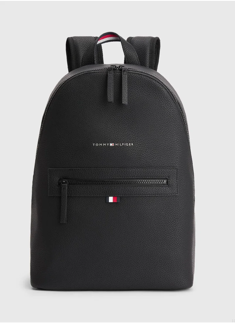 TOMMY HILFIGER Men's Essential Backpack - Faux Leather, Black