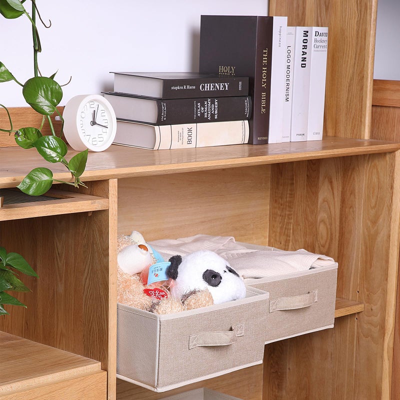 BOMKEE Clothings Collapsible Storage Bins, Foldable Organizers and Storage Baskets Cube Storage Bin for Bedroom Living Room (4 Pack, Beige, 15.4x11.4x5.5inch) - Image 4