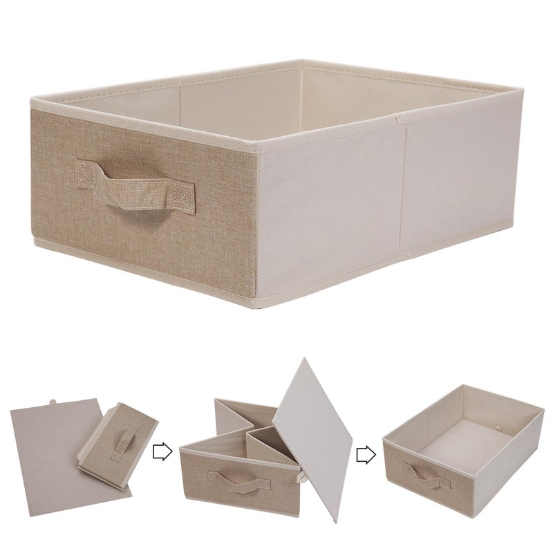 BOMKEE Clothings Collapsible Storage Bins, Foldable Organizers and Storage Baskets Cube Storage Bin for Bedroom Living Room (4 Pack, Beige, 15.4x11.4x5.5inch) - Image 3