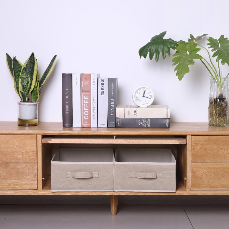 BOMKEE Clothings Collapsible Storage Bins, Foldable Organizers and Storage Baskets Cube Storage Bin for Bedroom Living Room (4 Pack, Beige, 15.4x11.4x5.5inch) - Image 5