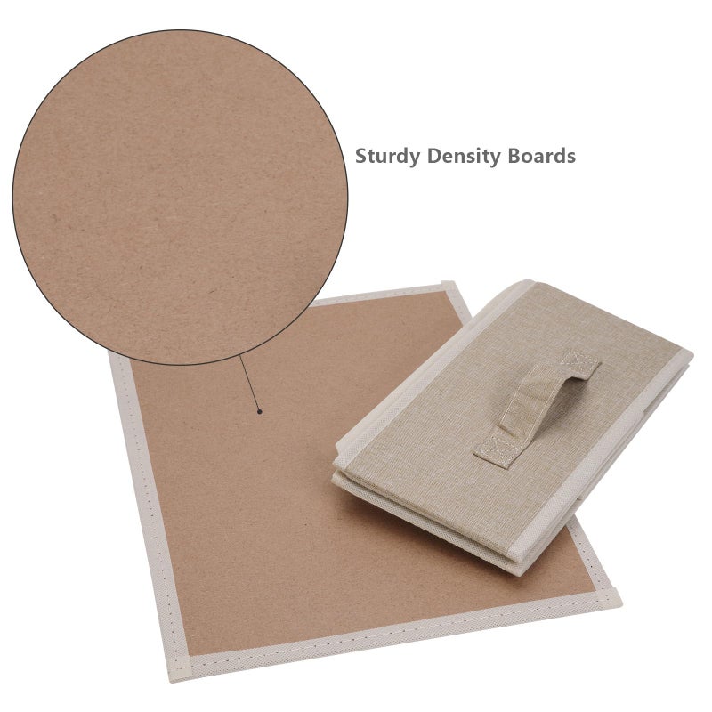 BOMKEE Clothings Collapsible Storage Bins, Foldable Organizers and Storage Baskets Cube Storage Bin for Bedroom Living Room (4 Pack, Beige, 15.4x11.4x5.5inch) - Image 2