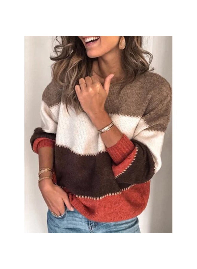 NIBEMINENT Autumn Winter Round Neck Oversized Striped Casual Sweaters Top Women Loose Fashion All-match Jumper Ladies Simple Thick Pullover - Image 1