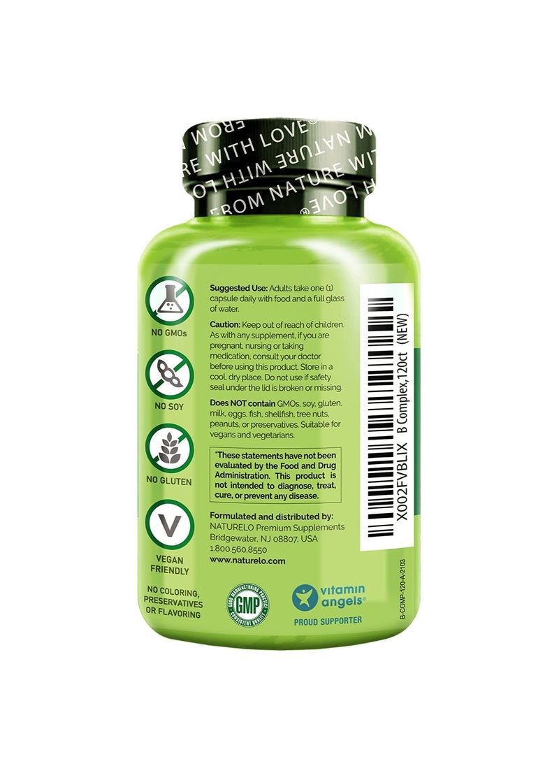 NATURELO - B Complex with a Fruit & Vegetable Blend With CoQ10 120 Vegetarian Capsules Formulated to Support Energy & Matabolism - Image 1
