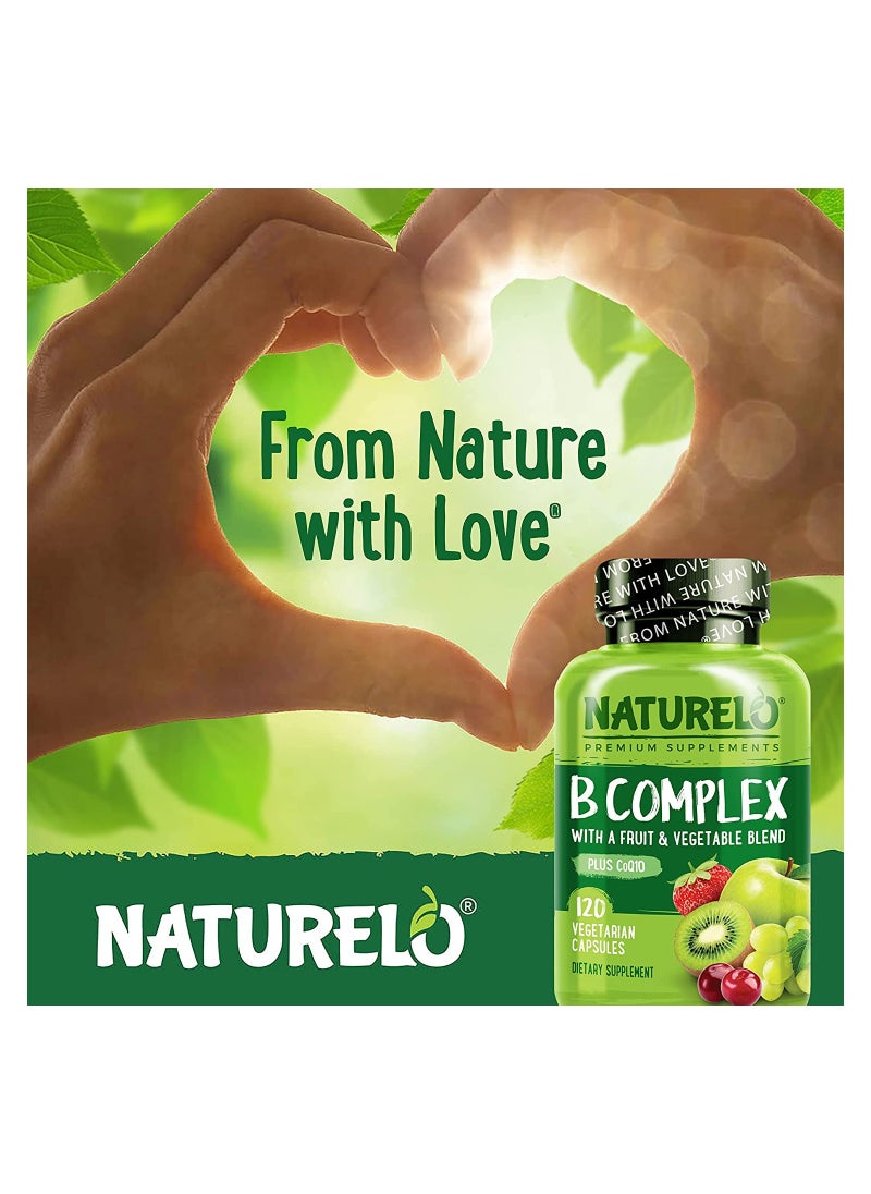 NATURELO - B Complex with a Fruit & Vegetable Blend With CoQ10 120 Vegetarian Capsules Formulated to Support Energy & Matabolism - Image 1