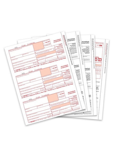 1099-Nec 4-Part Tax Form Kit, 2024, Intended For Quickbooks And Accounting Software, 25 Pack, Software And Envelopes Not Included
