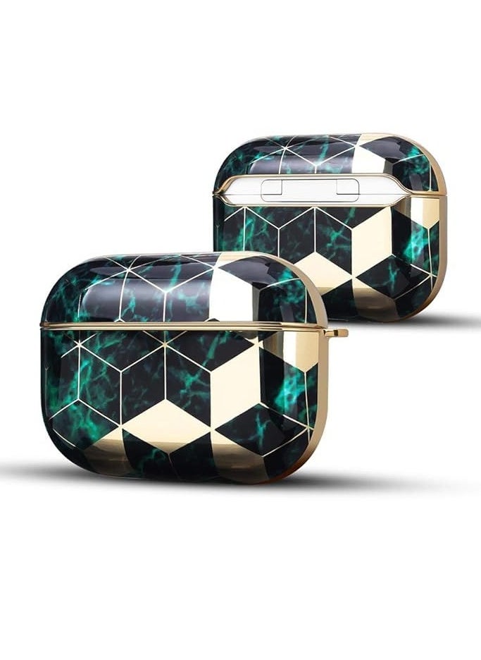 Generic - AirPods pro 2 Apple Case Cover Marble Edition with Keychain,for Men Women and Girls, Compatible for Apple Airpods Pro 2 Charging case (Green) - Image 1
