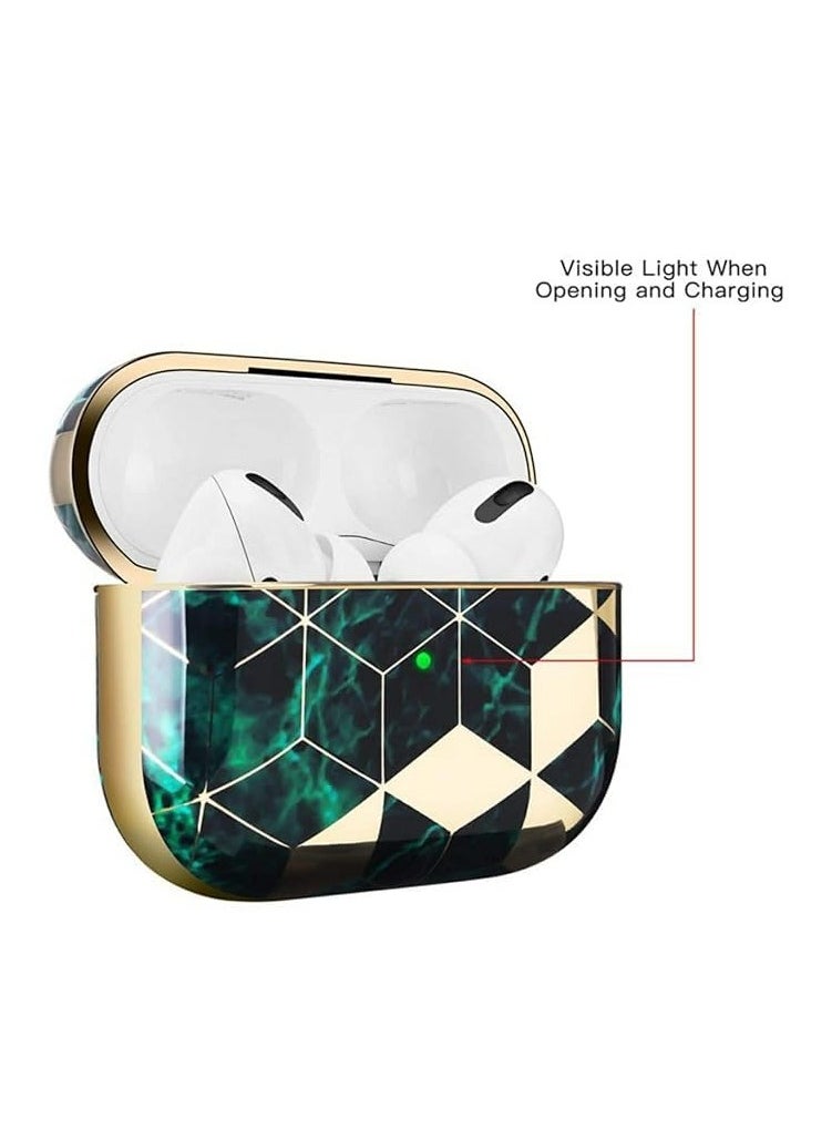 Generic - AirPods pro 2 Apple Case Cover Marble Edition with Keychain,for Men Women and Girls, Compatible for Apple Airpods Pro 2 Charging case (Green) - Image 1
