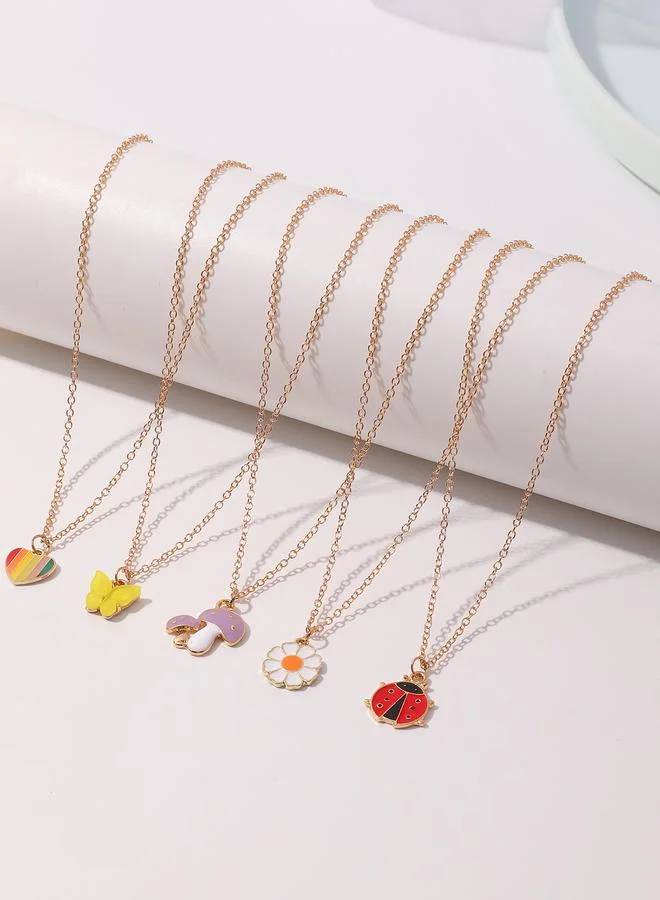 تايك تو Set of 5 - Heart and Butterfly Pendant Necklace