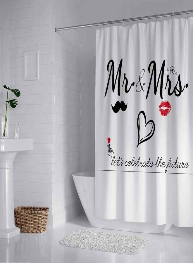 Careyoungs Mr Mrs Shower Curtain for Lover Couples Wedding Bridal Bathroom, Fabric Bath Decor Curtain Set with Hooks 71X71 Inches (Black and White) - Image 2