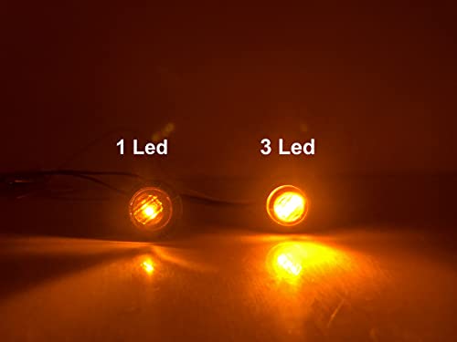 Aokzeeo 10 pcs 3/4 Inch led marker light Amber 3 LED Trailer lights Side Marker Indicator Lights Clearance lights Button Signal Lamps Truck Trailer Bus Marine RV Automobiles Flatbed Waterproof 12V - Image 5