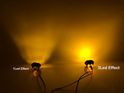 Aokzeeo 10 pcs 3/4 Inch led marker light Amber 3 LED Trailer lights Side Marker Indicator Lights Clearance lights Button Signal Lamps Truck Trailer Bus Marine RV Automobiles Flatbed Waterproof 12V - Image 4