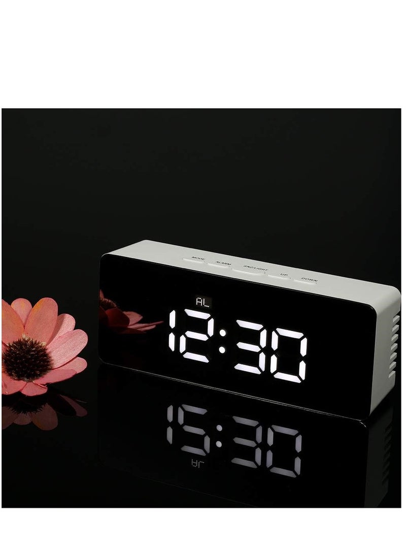 ساعة منبه متعددة الوظائف مرآة ترمومتر ساعة الحائط الرقمية مصباح المنزل مكتب السفر اليومي والنوم الشديد المنبه - Image 2