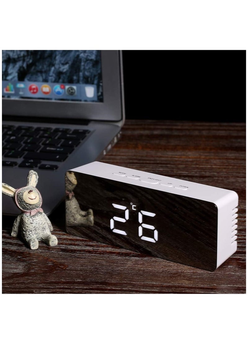 ساعة منبه متعددة الوظائف مرآة ترمومتر ساعة الحائط الرقمية مصباح المنزل مكتب السفر اليومي والنوم الشديد المنبه - Image 3