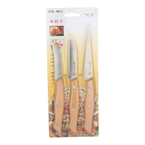 Bridge2Shopping Wooden Fruit and Vegetable Carving Tool Set, Carving Knives, Set of 3 - Image 2