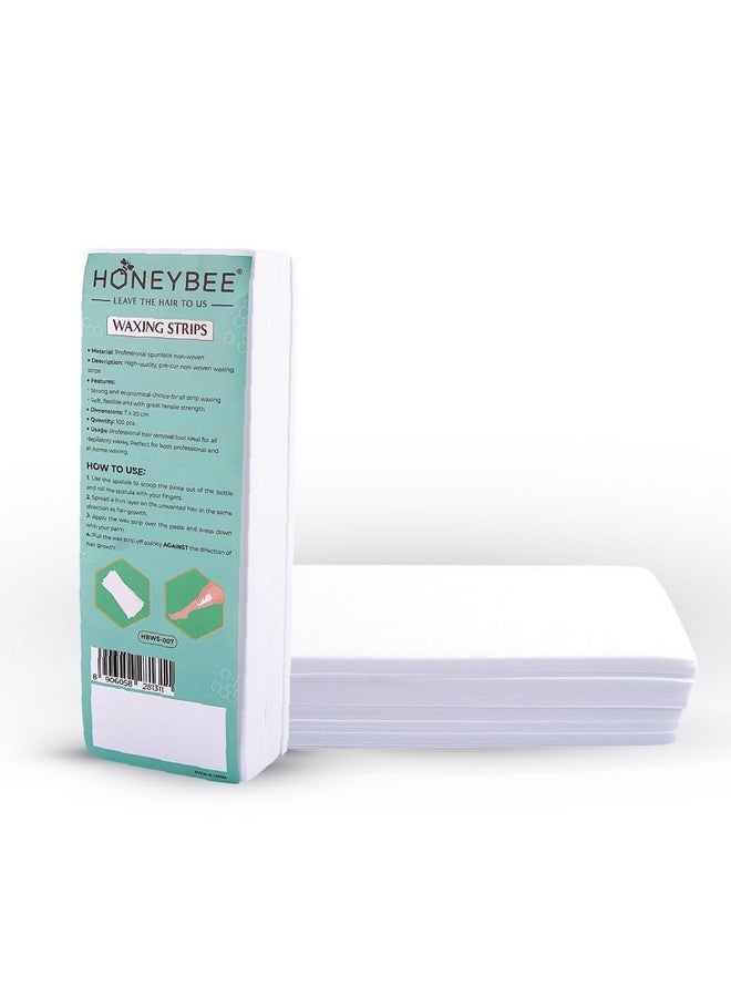 HoneyBee Women's Non-Woven Unisex Plain Waxing Strips Hair Removal for Wax of Legs, Arms, Underarms, Full Body | For All Skin Types | Hair-Free Smooth Skin, Gentle Hair Removal - Pack of 100 - Image 1